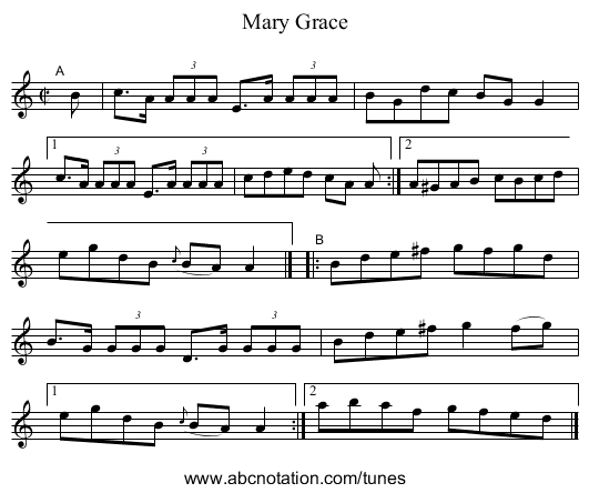 Mary Grace - staff notation