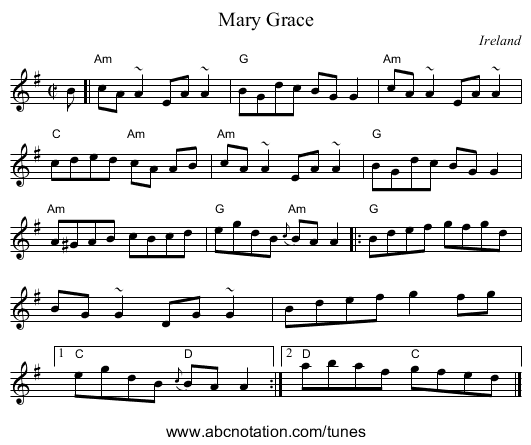 Mary Grace - staff notation