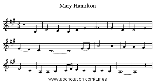 Mary Hamilton - staff notation