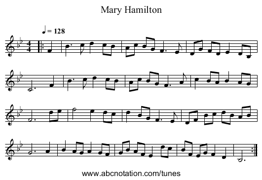 Mary Hamilton - staff notation
