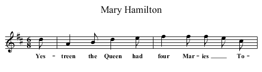 Mary Hamilton - staff notation