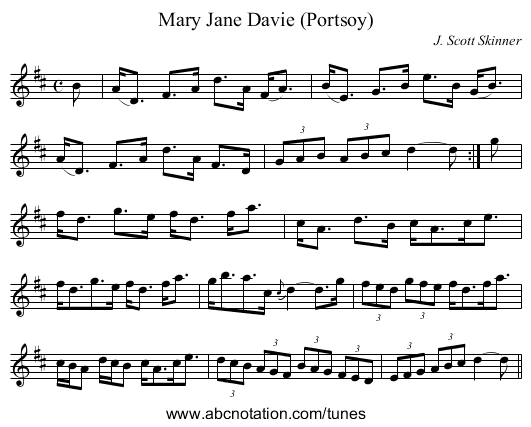 Mary Jane Davie (Portsoy) - staff notation