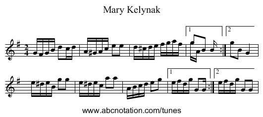 Mary Kelynak - staff notation