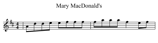 Mary MacDonald's - staff notation