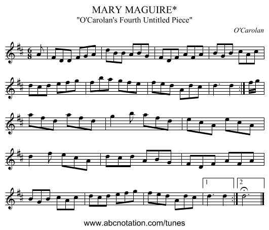 MARY MAGUIRE* - staff notation