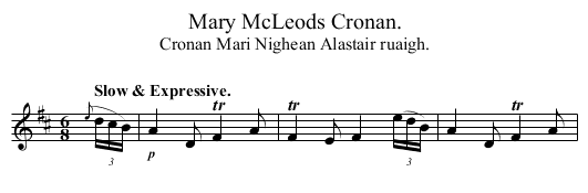 Mary McLeods Cronan. - staff notation
