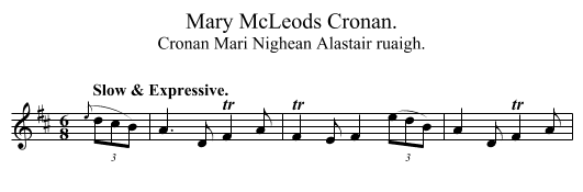Mary McLeods Cronan. - staff notation