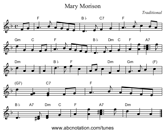 Mary Morison - staff notation