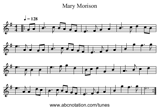 Mary Morison - staff notation