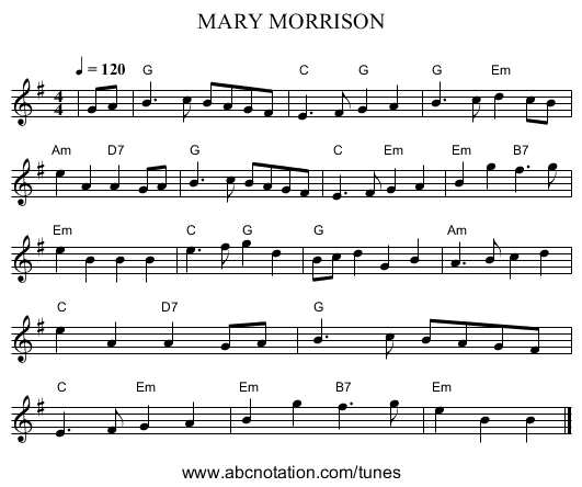 MARY MORRISON - staff notation