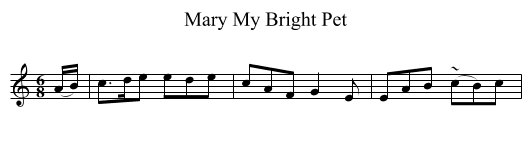 Mary My Bright Pet - staff notation