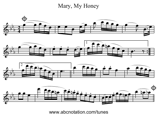 Mary, My Honey - staff notation