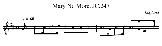 Mary No More. JC.247 - staff notation