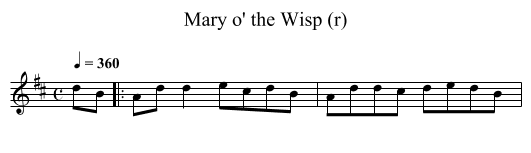 Mary o' the Wisp (r) - staff notation