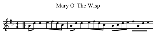 Mary O' The Wisp - staff notation