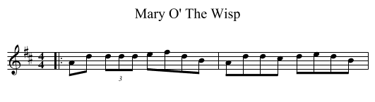 Mary O' The Wisp - staff notation