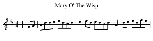 Mary O' The Wisp - staff notation