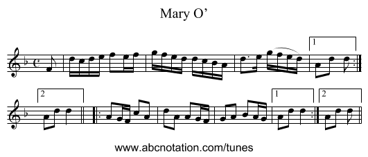 Mary O’ - staff notation