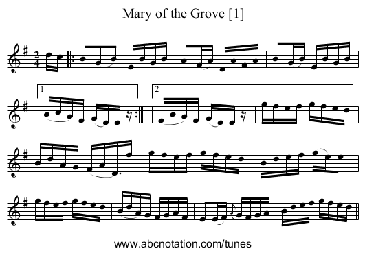 Mary of the Grove [1] - staff notation