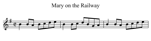 Mary on the Railway - staff notation