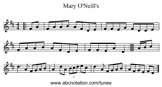 Mary O'Neill's - staff notation