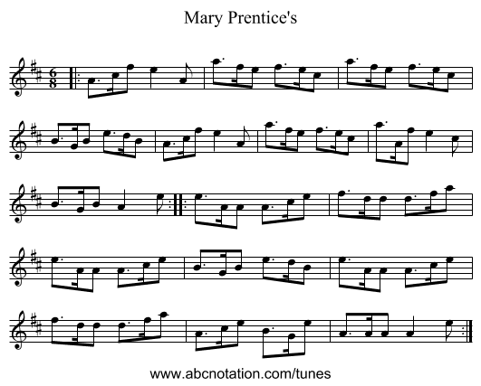 Mary Prentice's - staff notation