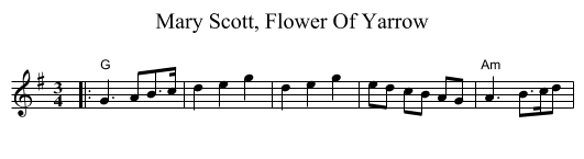 Mary Scott, Flower Of Yarrow - staff notation