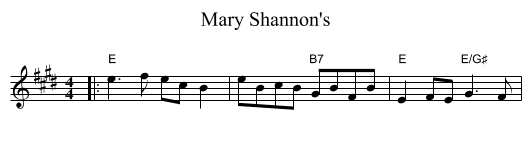 Mary Shannon's - staff notation