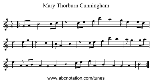 Mary Thorburn Cunningham - staff notation