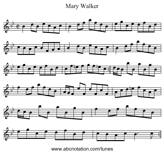 Mary Walker - staff notation