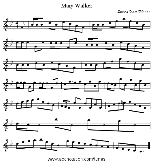 Mary Walker - staff notation