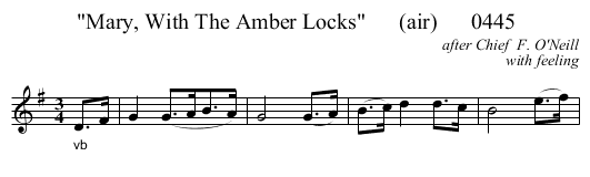 Mary, With The Amber Locks      (air)      0445 - staff notation