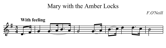 Mary with the Amber Locks - staff notation