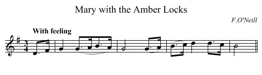 Mary with the Amber Locks - staff notation