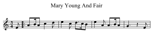 Mary Young And Fair - staff notation