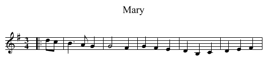 Mary - staff notation