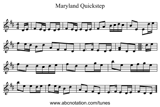 Maryland Quickstep - staff notation