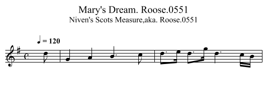 Mary's Dream. Roose.0551 - staff notation