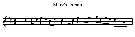 Mary's Dream - staff notation