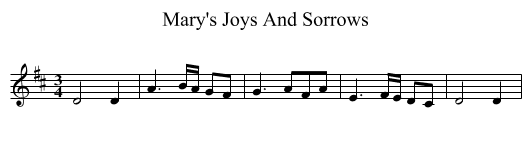 Mary's Joys And Sorrows - staff notation