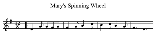 Mary's Spinning Wheel - staff notation