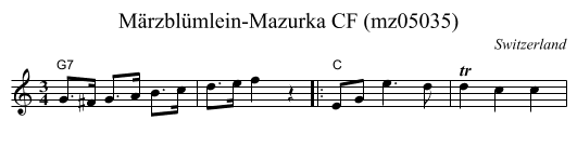 M&auml;rzbl&uuml;mlein-Mazurka CF (mz05035) - staff notation