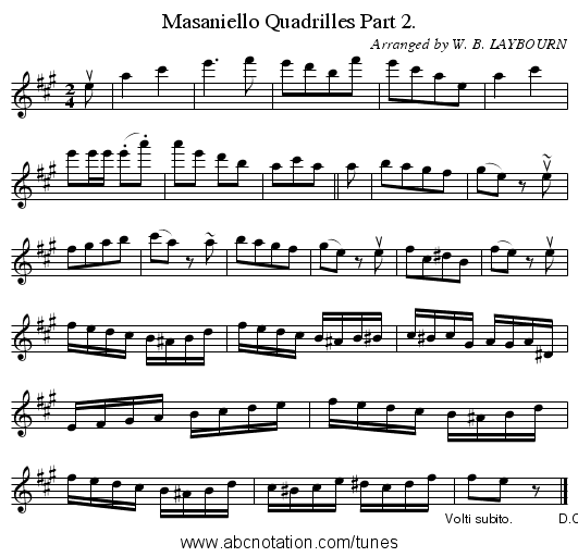 Masaniello Quadrilles Part 2. - staff notation