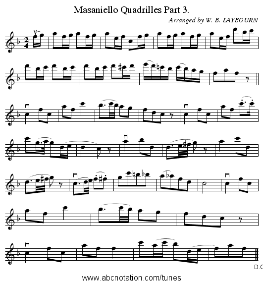 Masaniello Quadrilles Part 3. - staff notation