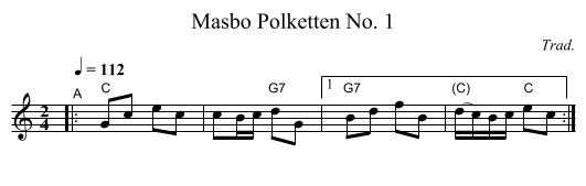 Masbo Polketten No. 1 - staff notation