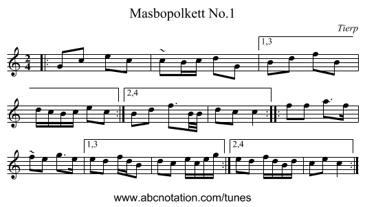 Masbopolkett No.1 - staff notation