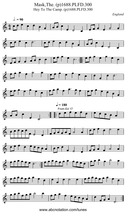 Mask,The. (p)1688.PLFD.300 - staff notation