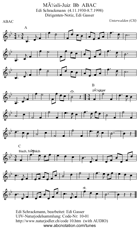 MÃ¼sli-Juiz  Bb  ABAC - staff notation