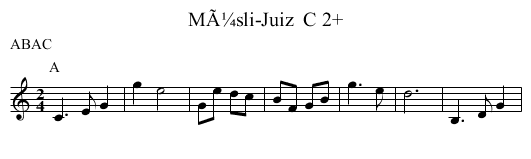 MÃ¼sli-Juiz  C 2+ - staff notation