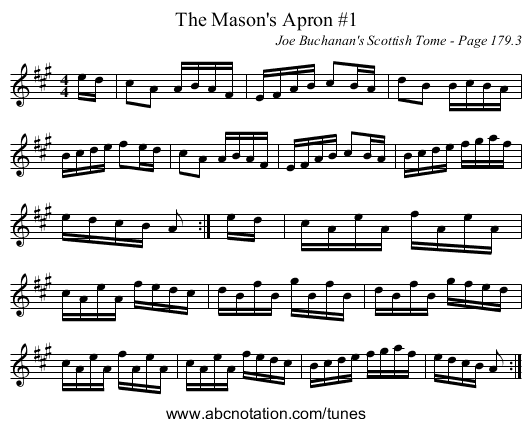 Mason's Apron #1, The - staff notation